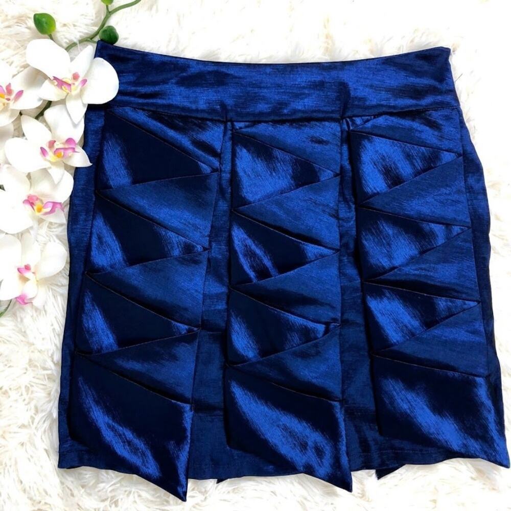 romeo & juliet couture zig zap pleated Holiday Party Pencil Skirt Blue Size M - Picture 2 of 8